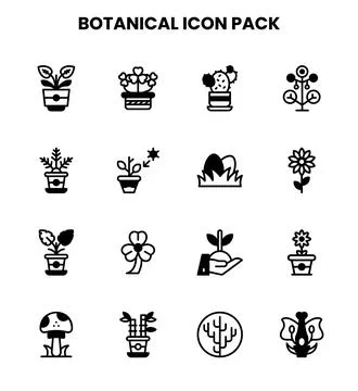 Botanical DuoTone Vector Icons Pack Stock Illustration