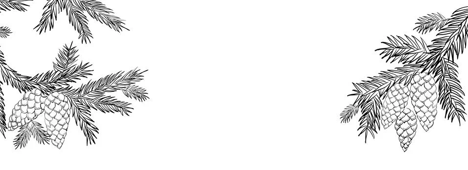 Botanical elements design template. Panoramic simple design with frame flowers Illustrazione stock