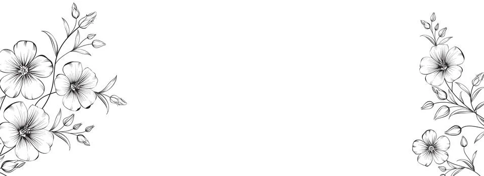 Botanical elements design template. Panoramic simple design with frame flowers Stock Illustration