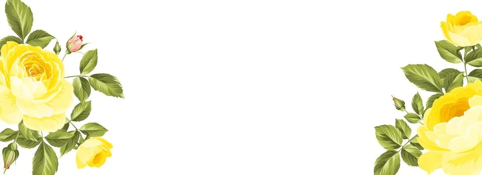 Botanical elements design template. Panoramic simple design with frame flowers イラスト素材