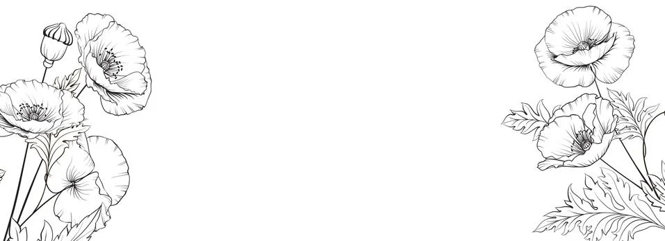 Botanical elements design template. Panoramic simple design with frame flowers Stock Illustration