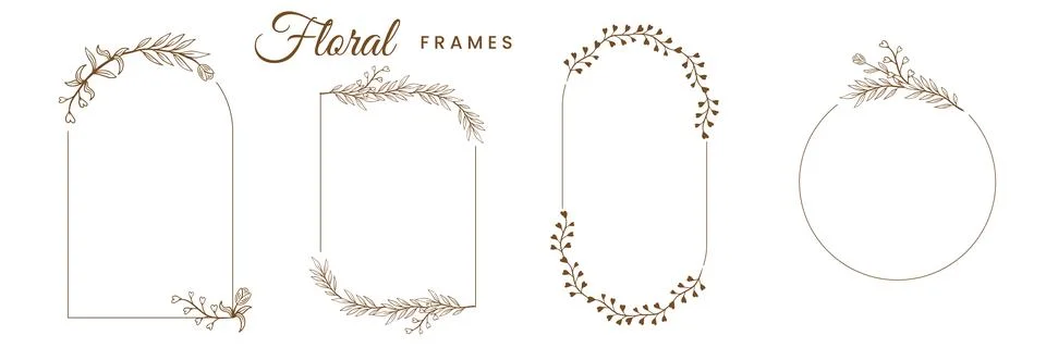 Botanical floral frames design elements hand drawn vector 库存插图