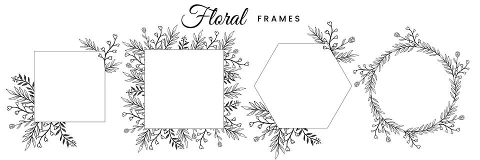 Botanical floral frames design elements hand drawn vector Stockillustratie