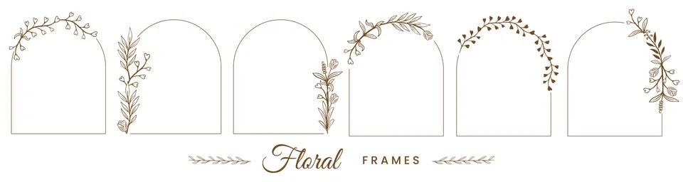 Botanical floral frames design elements hand drawn vector 库存插图