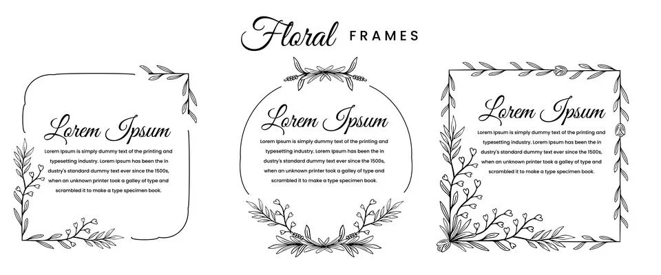 Botanical floral frames design elements hand drawn vector Illustrazione stock