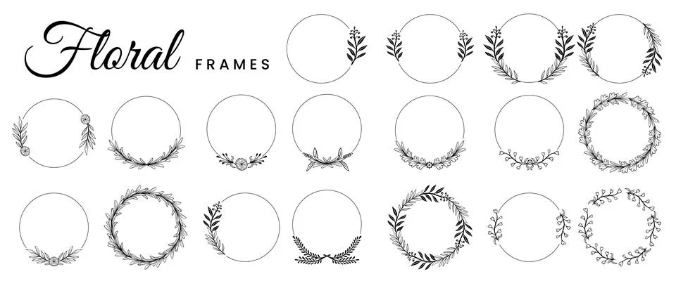 Botanical floral frames design elements hand drawn vector 스톡 일러스트