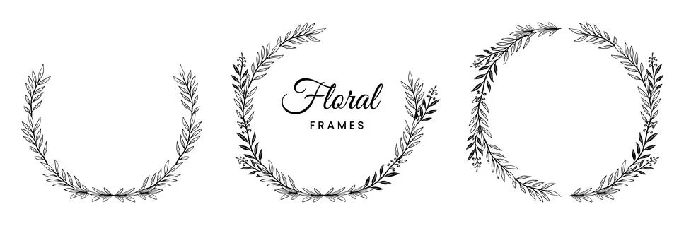Botanical floral frames design elements hand drawn vector 库存插图