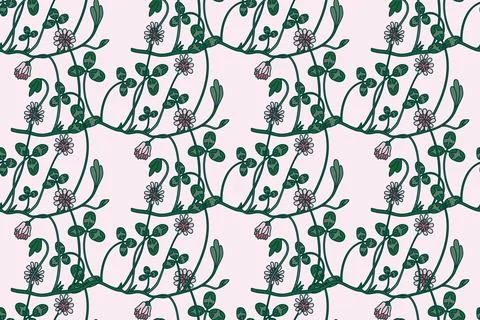 Botanical floral seamless pattern with clover vector illustration. Repeatin.. Stock Illustration