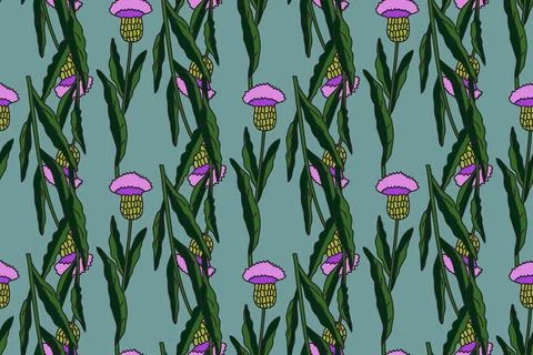 Botanical floral seamless pattern with cornflowers vector illustration. Rep.. Illustrazione stock