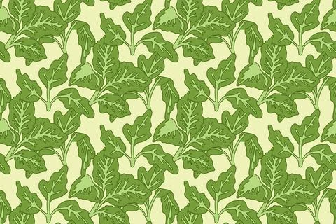 Botanical floral seamless pattern with leaves vector illustration. Colorful.. Stock Illustration