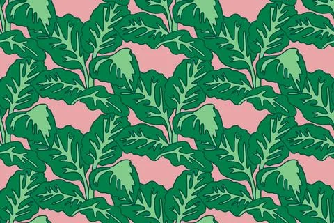 Botanical floral seamless pattern with leaves vector illustration. Colorful.. Stock Illustration