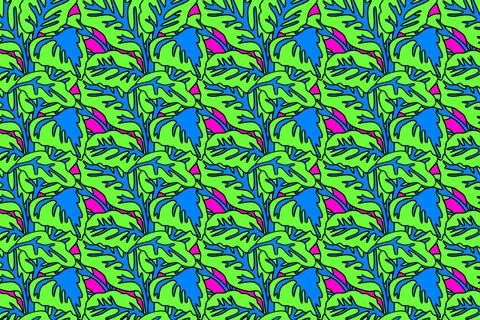 Botanical floral seamless pattern with leaves vector illustration. Colorful.. Stock Illustration