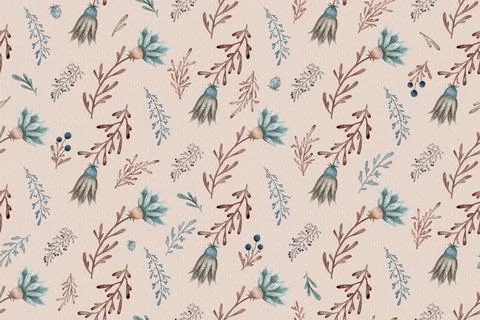 Botanical floral seamless pattern on light background Stock Illustration