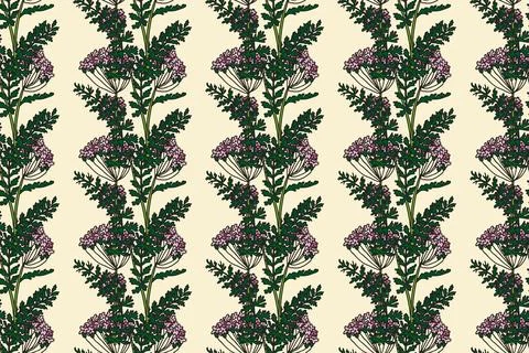 Botanical floral seamless pattern vector illustration. Repeating hand drawn.. Stock Illustration