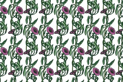 Botanical floral seamless pattern vector illustration. Repeating bindweed p.. Illustrazione stock