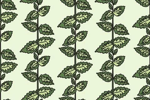 Botanical floral seamless pattern vector illustration. Repeating plants wit.. Stock Illustration