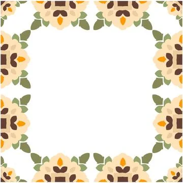 Botanical Flower Frame with Earth Inspired Colors Stock Illustration
