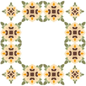 Botanical Flower Frame with Earth Inspired Colors Stock Illustration