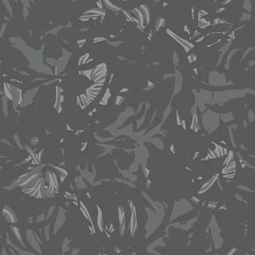 Botanical foliage texture textile pattern design in dark gray for fashion a.. Stock Illustration