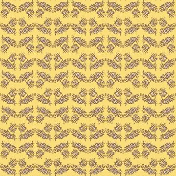 Botanical folksy seamless vector pattern in ochre yellow Illustrazione stock