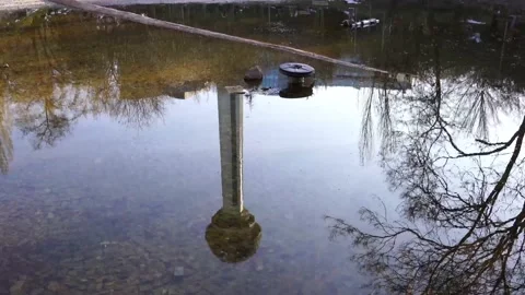 Botanical Garden and Atakule reflection at pool, Ankara, Turkey Stock Footage 149852989