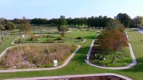 Botanical Garden with Triangular Plot and Pergolas Stock Footage 296565416