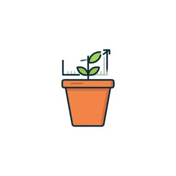 Botanical growth visualization illustration featuring rising chart above se.. Illustrazione stock