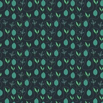 Botanical Leaf and Pear Pattern Design Stock Illustration