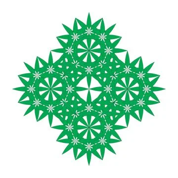 Botanical Leaf Mandala Pattern Elegant Green Floral Geometric Ornament Decorativ Stock Illustration