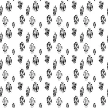 Botanical leaf pattern. Black leaves on a white background Illustrazione stock