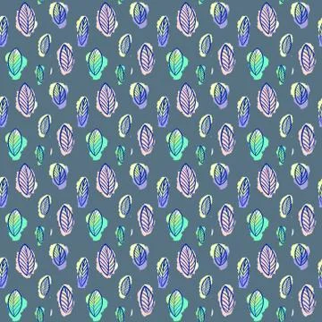 Botanical leaf pattern on a grey background. Botanical illustration of leaves. Stock Illustration