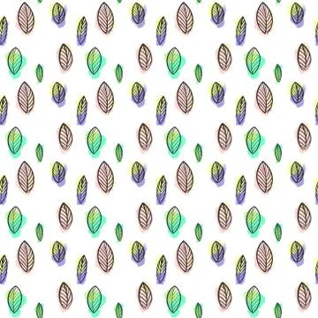 Botanical leaf pattern on a light background.Botanical illustration of leaves Illustrazione stock