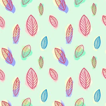 Botanical leaf pattern on a light green background. illustration of leaves 스톡 일러스트