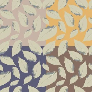 Botanical Leaf Repeating Background with Multicolor Quadrants Illustrazione stock