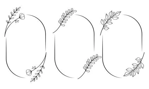 Botanical line art border frame collection.Wedding frame border イラスト素材