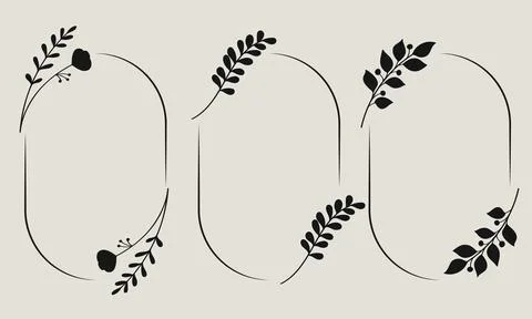 Botanical line art border frame collection. イラスト素材