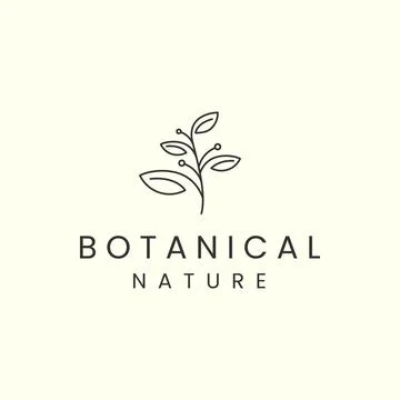 Botanical with linear style logo icon vector illustration. nature, floral, te Stock Illustration