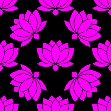 Botanical Lotus flower seamless pattern vector illustration Illustrazione stock