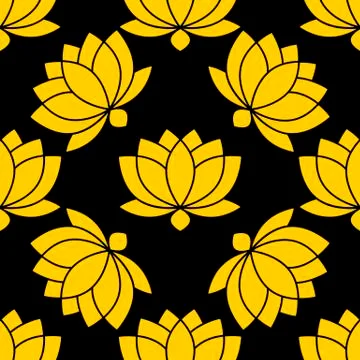 Botanical Lotus flower seamless pattern vector illustration Illustrazione stock