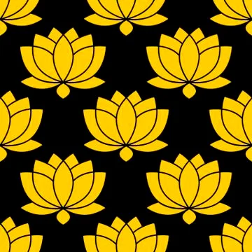 Botanical Lotus flower seamless pattern vector illustration Stock Illustration