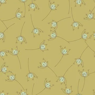 Botanical medicine seamless pattern with random grey yarrow flowers ornament. Stock Illustration