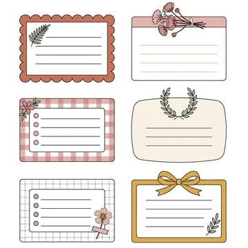 Botanical Minimalist Sticky Note Bundle Stock Illustration