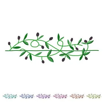Botanical olive border divider vector cartoon graphic Illustrazione stock