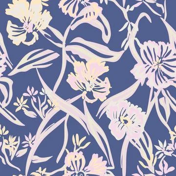 Botanical Pastel Floral seamless pattern design イラスト素材
