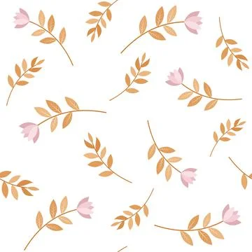 Botanical Pattern abstract flowers and leaves in boho style, color vector ill Stock Illustration