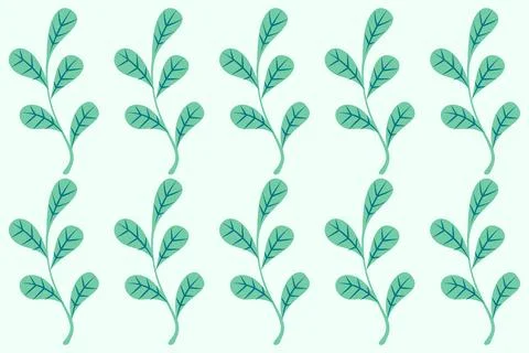 Botanical pattern background of green leaves and branches on white backdrop Stock Illustration