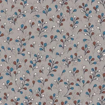 Botanical pattern with cute branches and leaves Stock Illustration