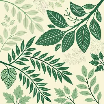 Botanical Pattern With Green Leaves and Branches Illustration Stock Illustration
