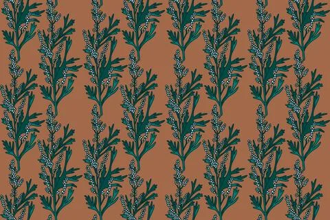 Botanical plant seamless pattern with berries vector illustration.Repeating.. Stock Illustration