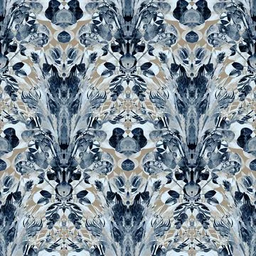 Botanical plot in gray shades with a symmetrical stylized pattern drawn in Stock Illustration